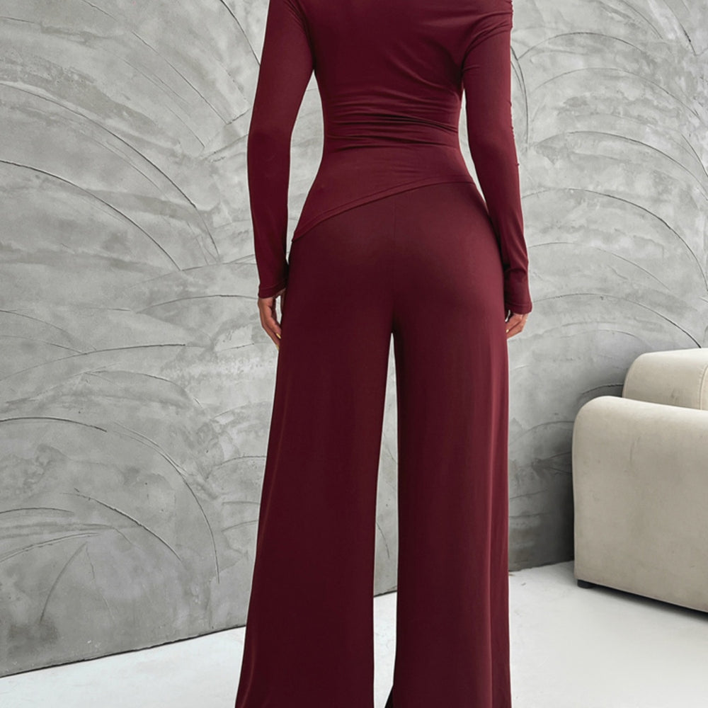 
                      
                        Long Sleeve Top and Wide Leg Pants Set
                      
                    