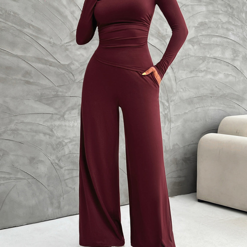 
                      
                        Long Sleeve Top and Wide Leg Pants Set
                      
                    