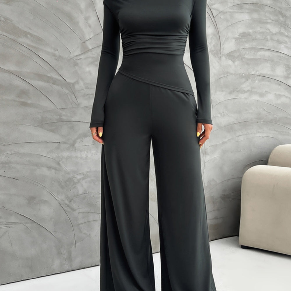 
                      
                        Long Sleeve Top and Wide Leg Pants Set
                      
                    