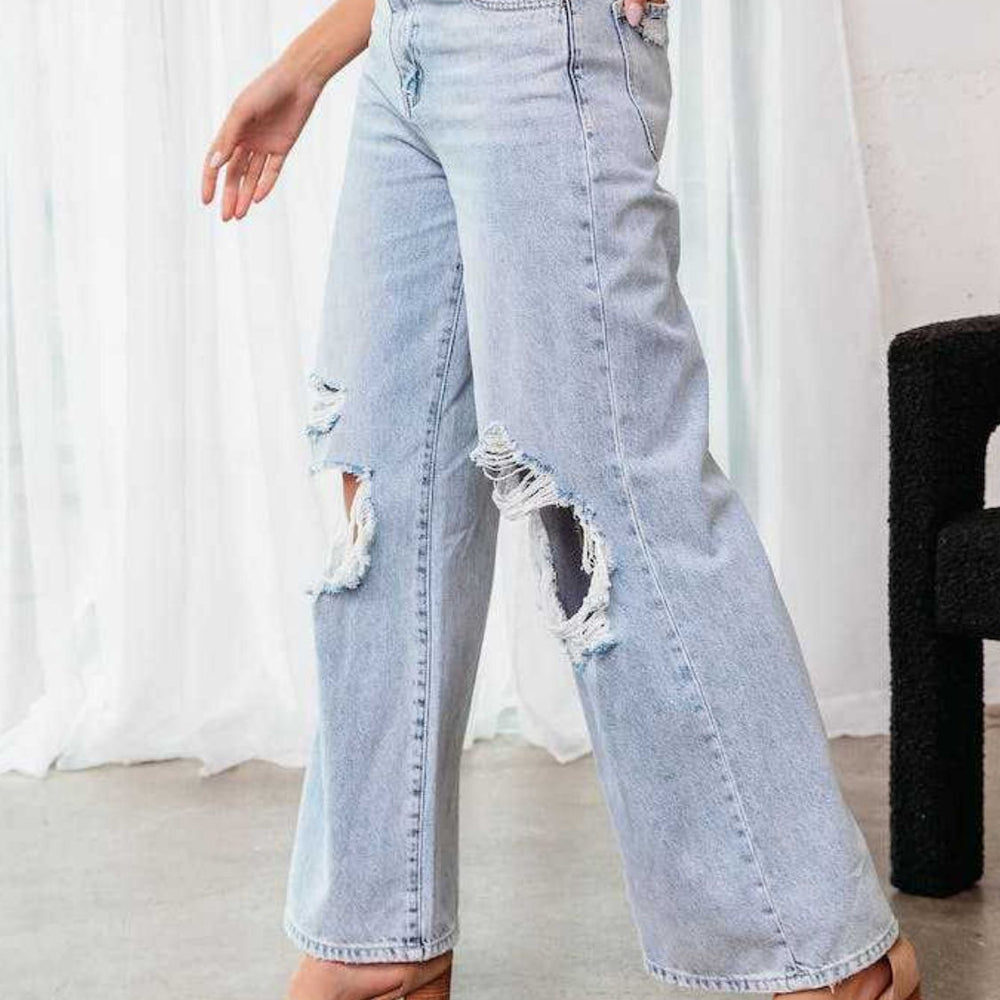 
                      
                        Distressed Wide Leg Jeans with Pockets
                      
                    