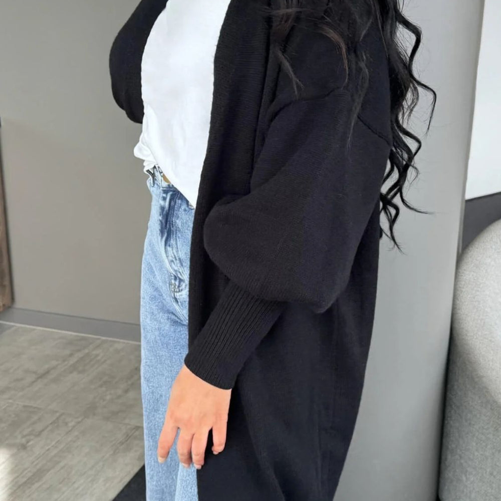 Open Front Dropped Shoulder Cardigan