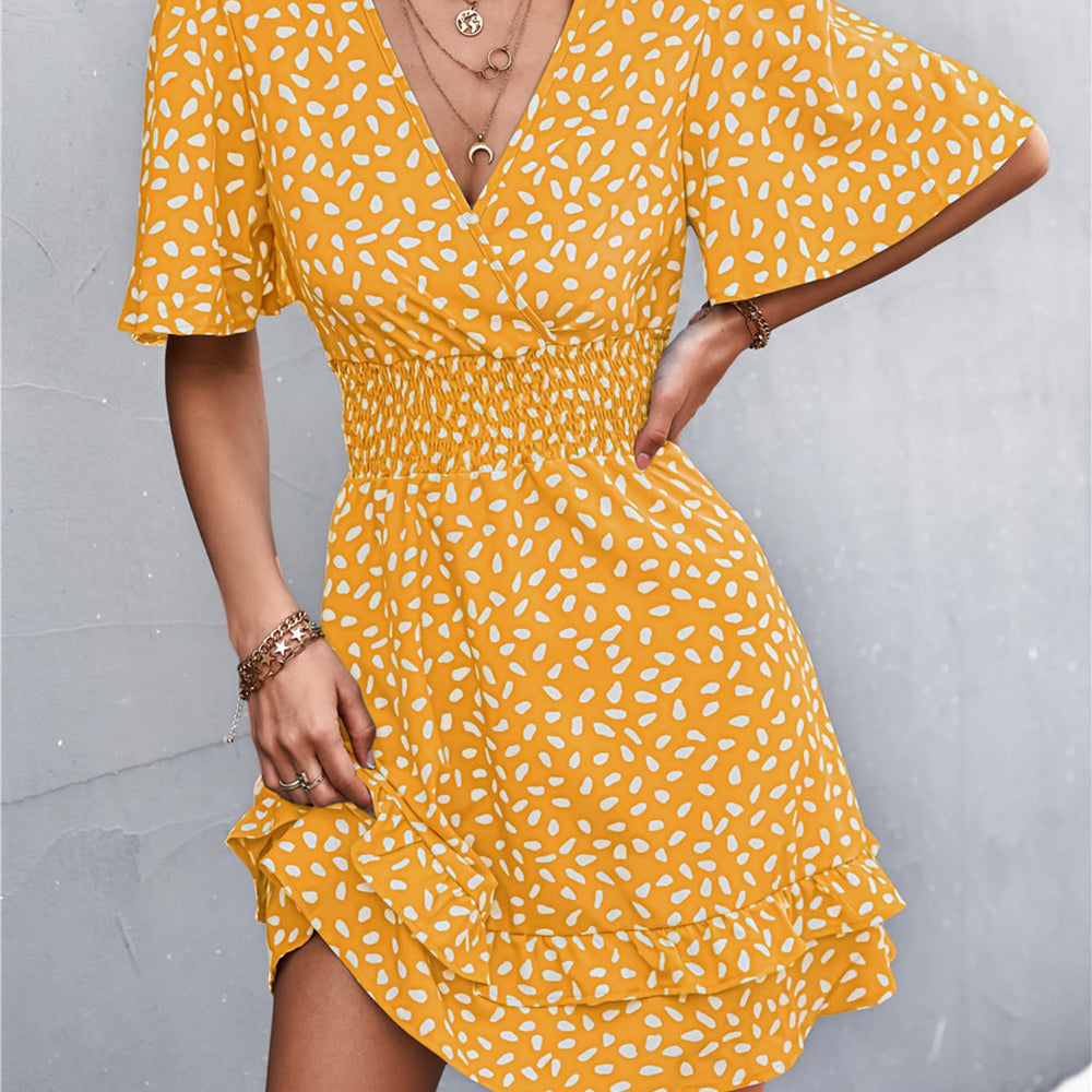 
                      
                        Printed Smocked Waist Layered Dress
                      
                    