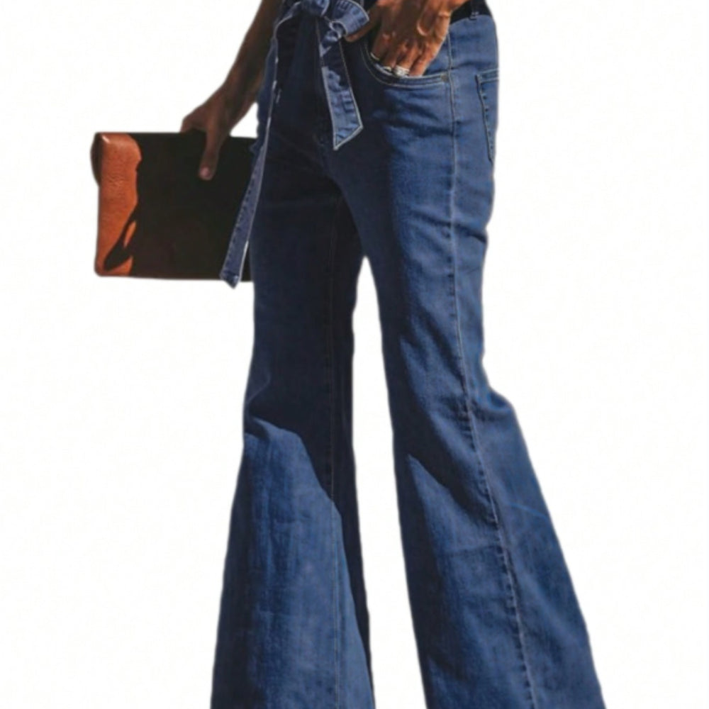 
                      
                        Tied Flare Jeans with Pockets
                      
                    