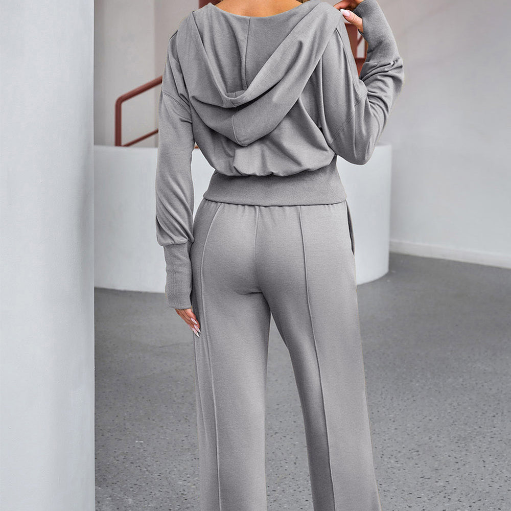 
                      
                        Dropped Shoulder Hoodie and Drawstring Pants Active Set
                      
                    