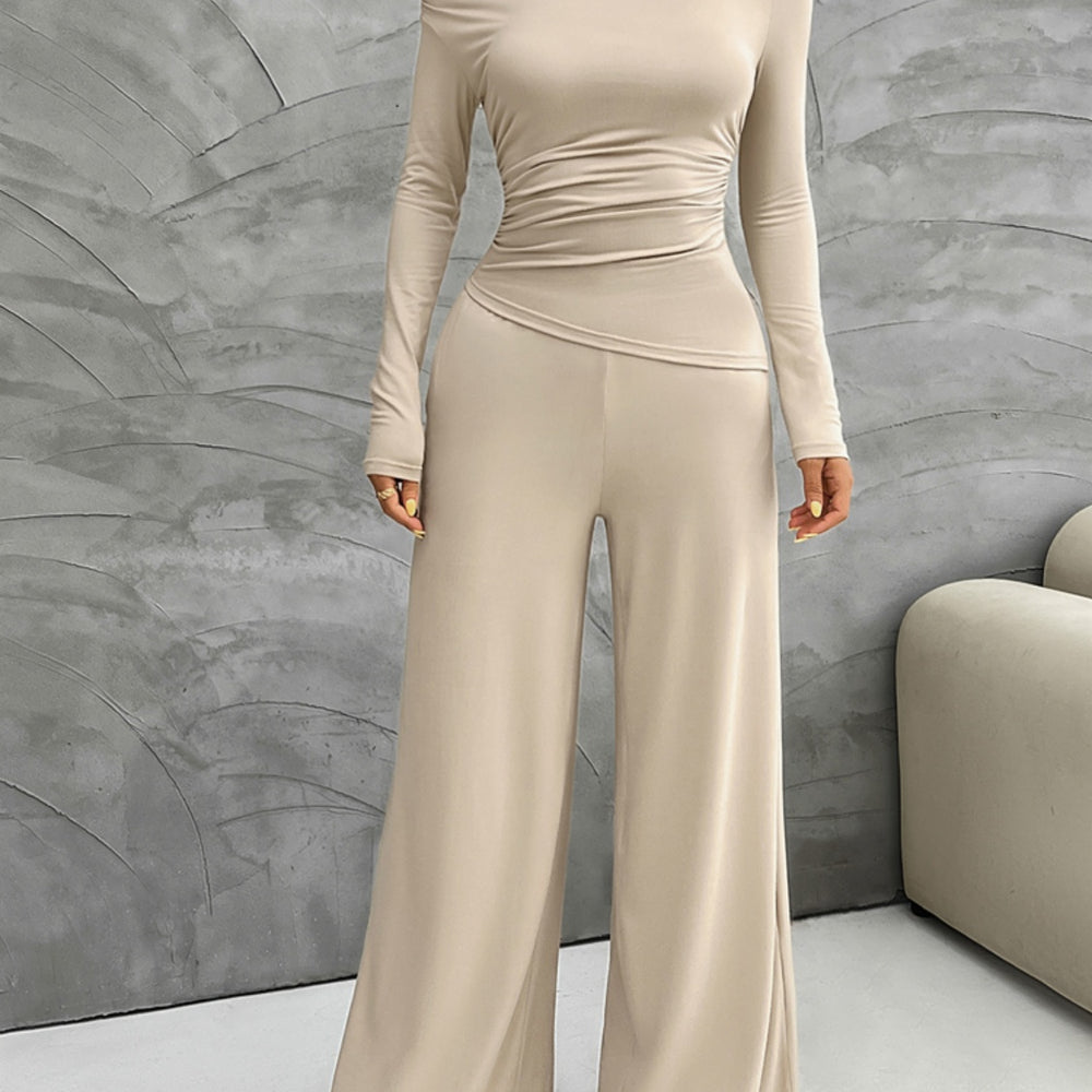 Long Sleeve Top and Wide Leg Pants Set