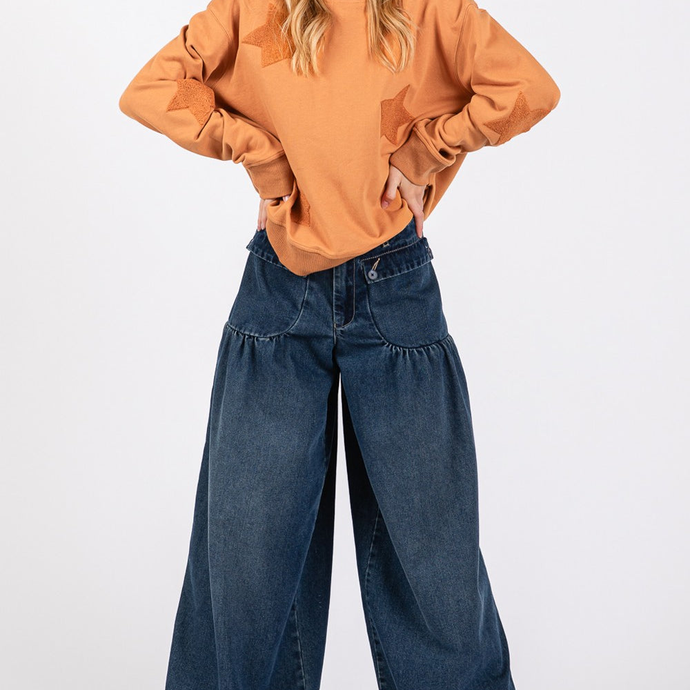 
                      
                        SAGE + FIG Mid-Rise Cargo Jeans with Pockets
                      
                    