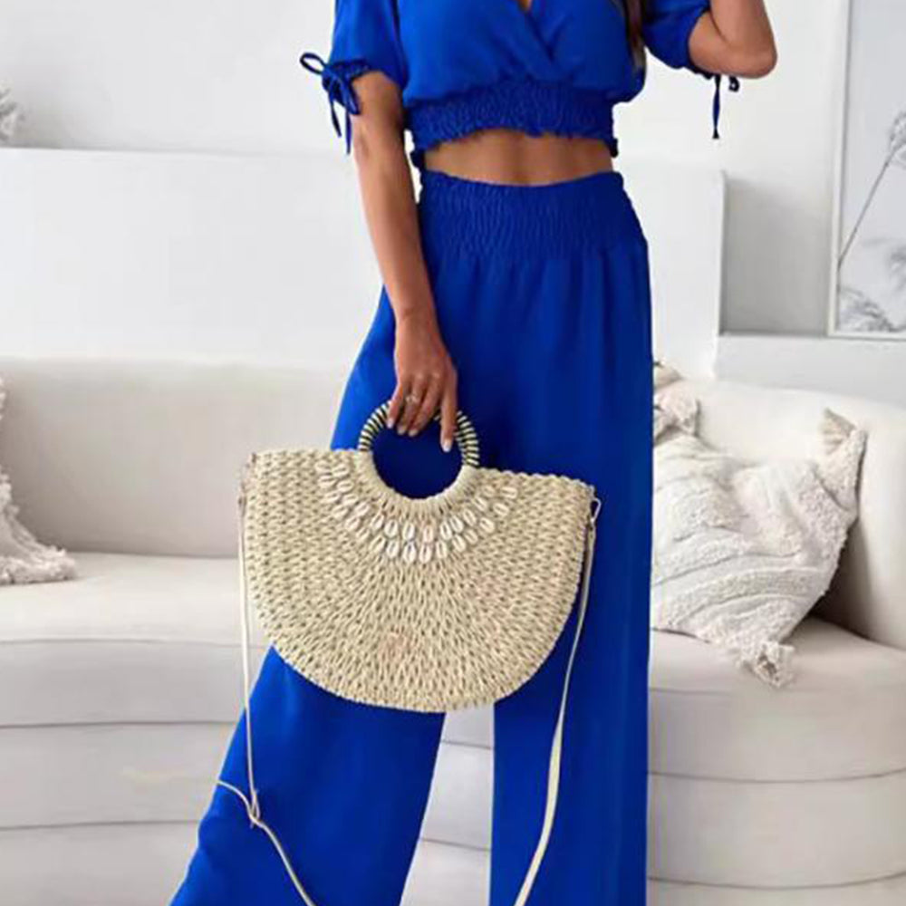 
                      
                        Surplice Short Sleeve Top and Pants Set
                      
                    