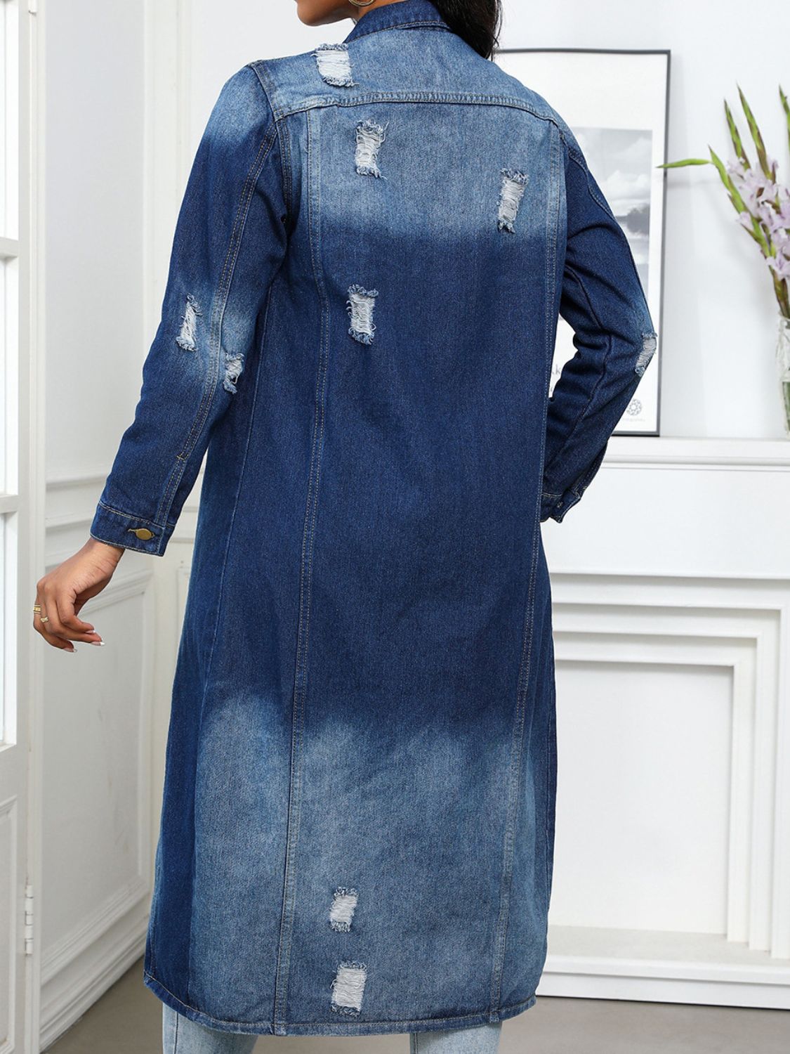 Distressed  Denim Midi Top