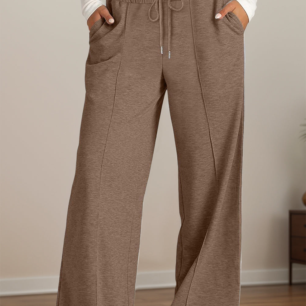 
                      
                        Drawstring Elastic Waist Wide Leg Pants Pocketed
                      
                    