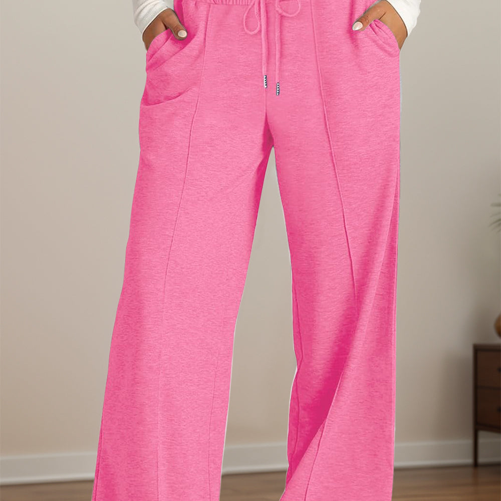 
                      
                        Drawstring Elastic Waist Wide Leg Pants Pocketed
                      
                    