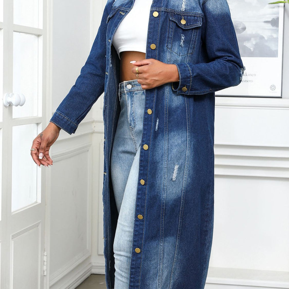 
                      
                        Distressed  Denim Midi Top
                      
                    