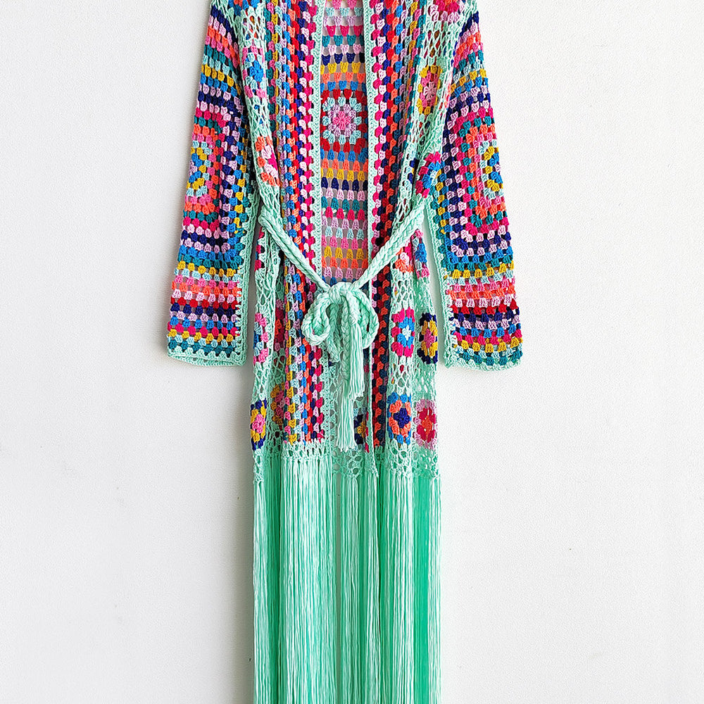 
                      
                        Fringe Tied Long Sleeve Cardigan
                      
                    