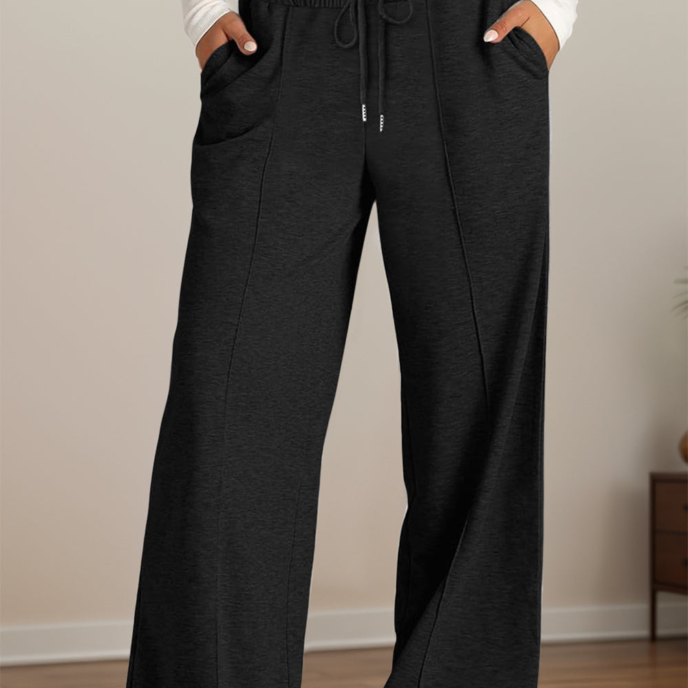 
                      
                        Drawstring Elastic Waist Wide Leg Pants Pocketed
                      
                    
