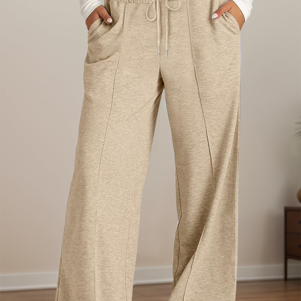 
                      
                        Drawstring Elastic Waist Wide Leg Pants Pocketed
                      
                    