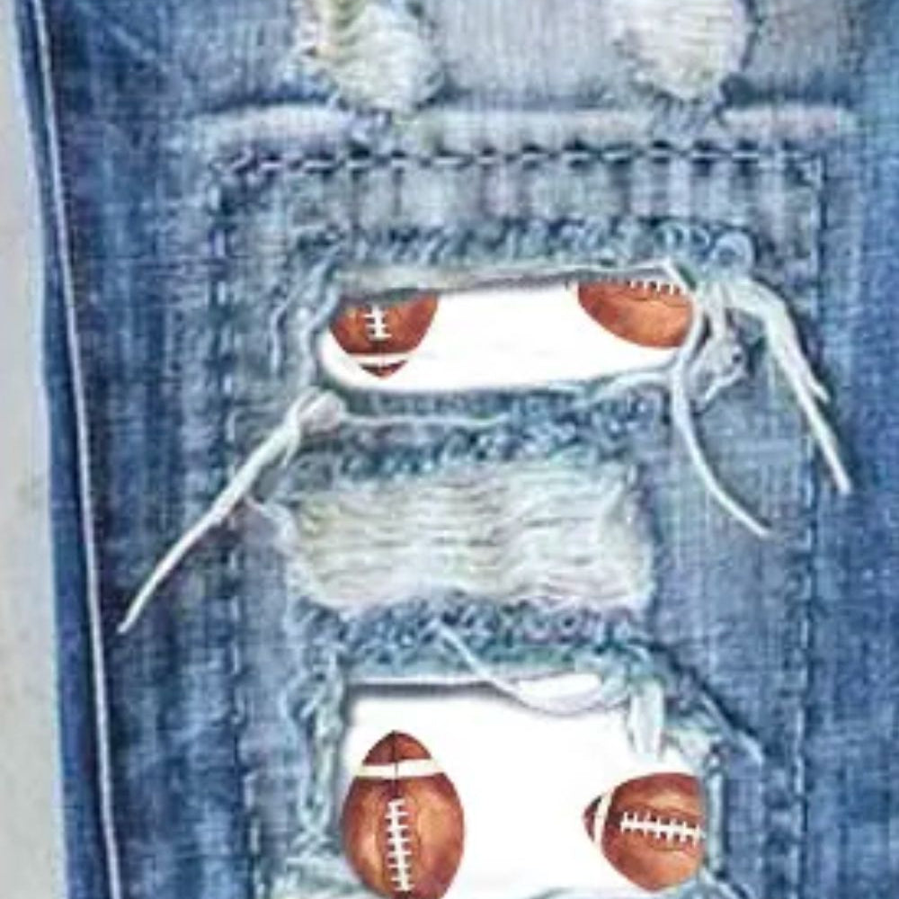 
                      
                        Distressed Football Straight Jeans
                      
                    