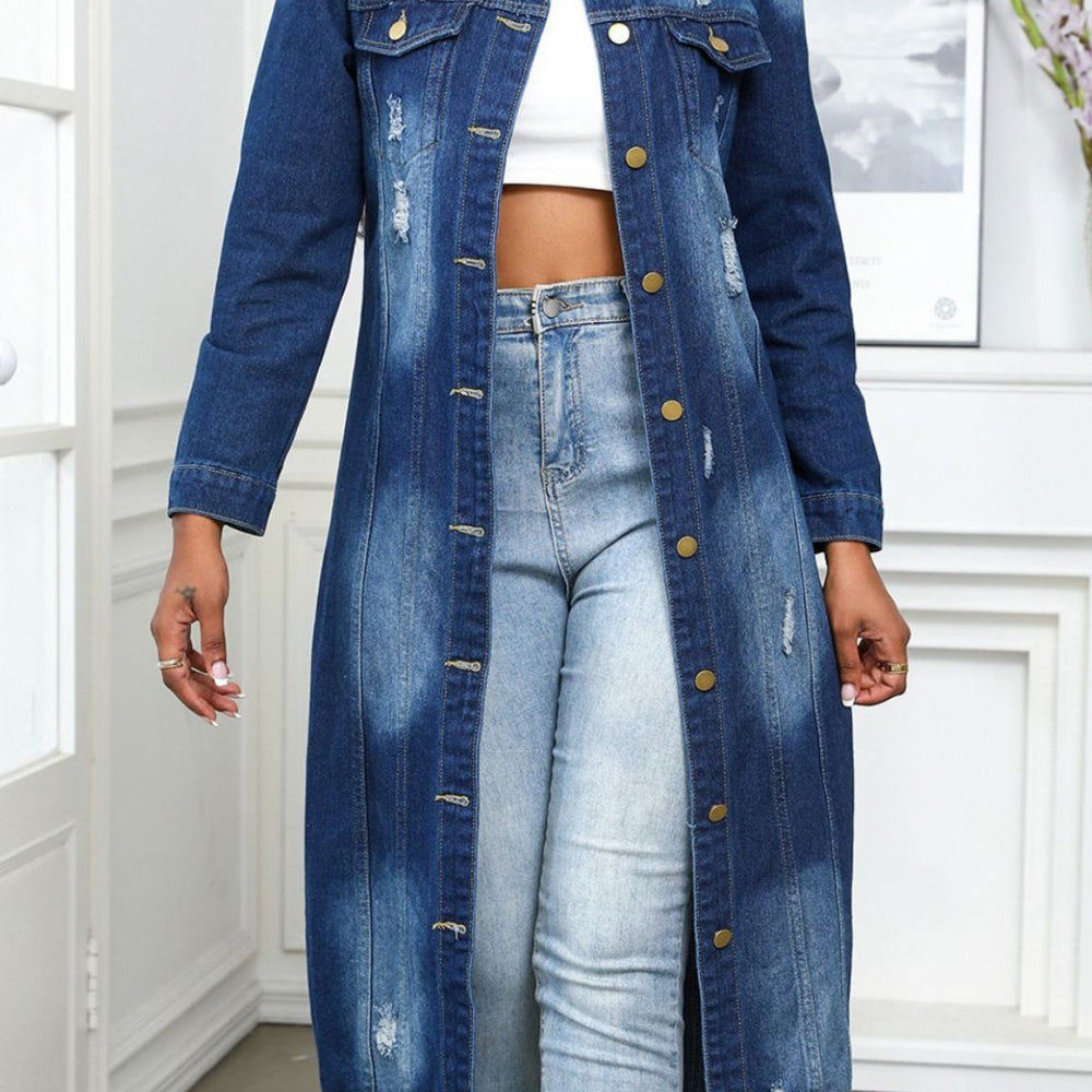 Distressed  Denim Midi Top