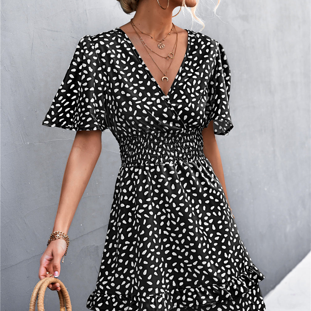 
                      
                        Printed Smocked Waist Layered Dress
                      
                    