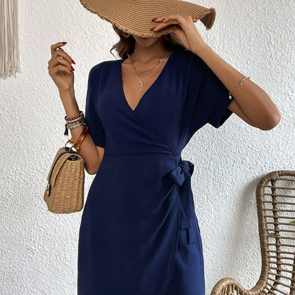 
                      
                        Tied Cuffed Sleeve Surplice Dress
                      
                    