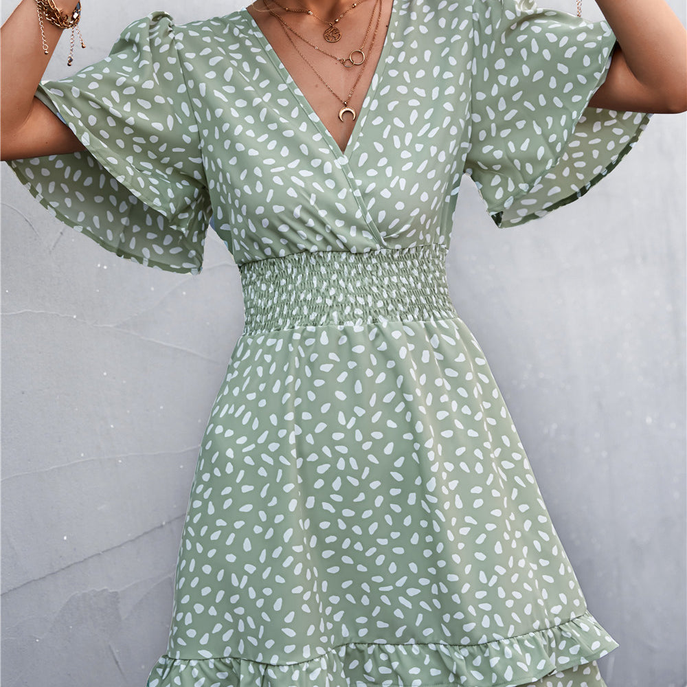 
                      
                        Printed Smocked Waist Layered Dress
                      
                    