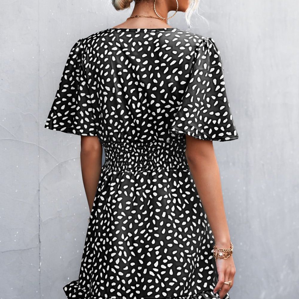 
                      
                        Printed Smocked Waist Layered Dress
                      
                    