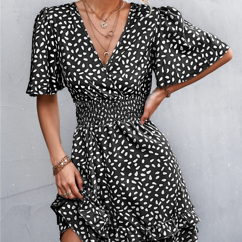 
                      
                        Printed Smocked Waist Layered Dress
                      
                    