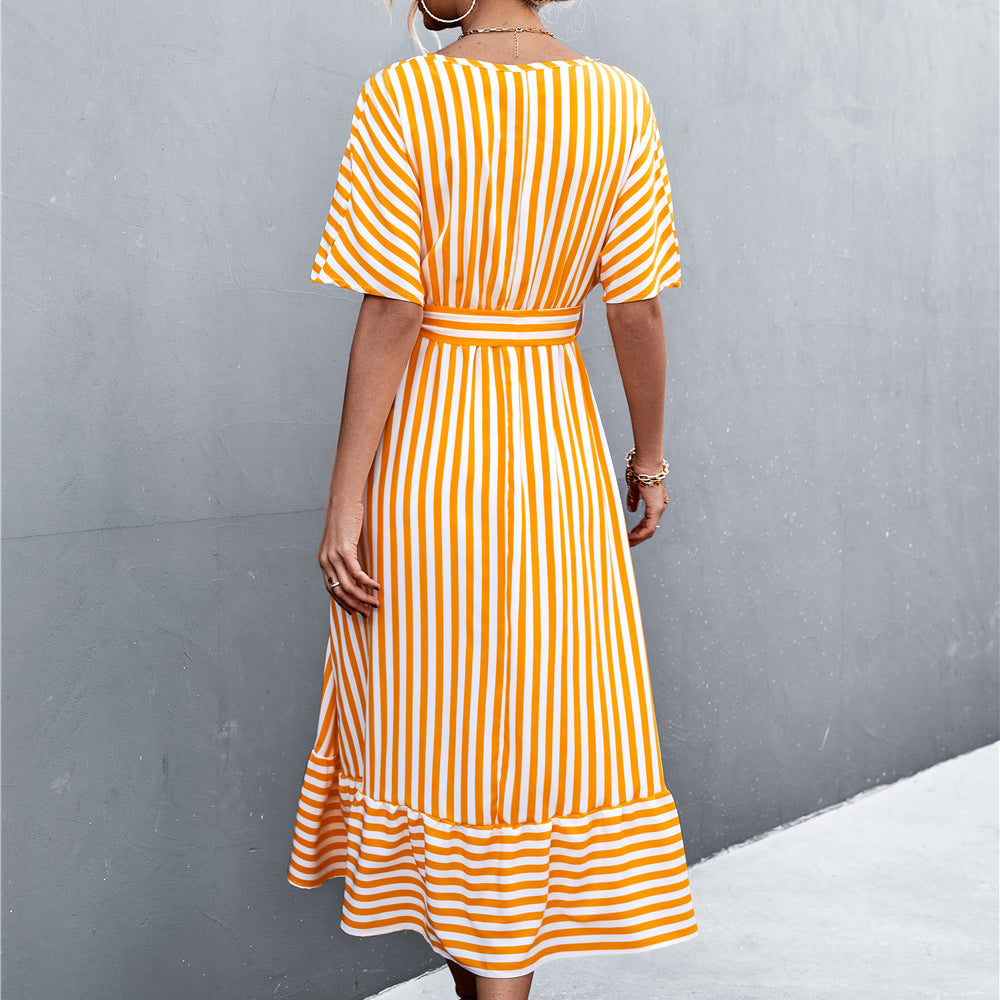 
                      
                        Striped Tie Belt Midi Dress
                      
                    