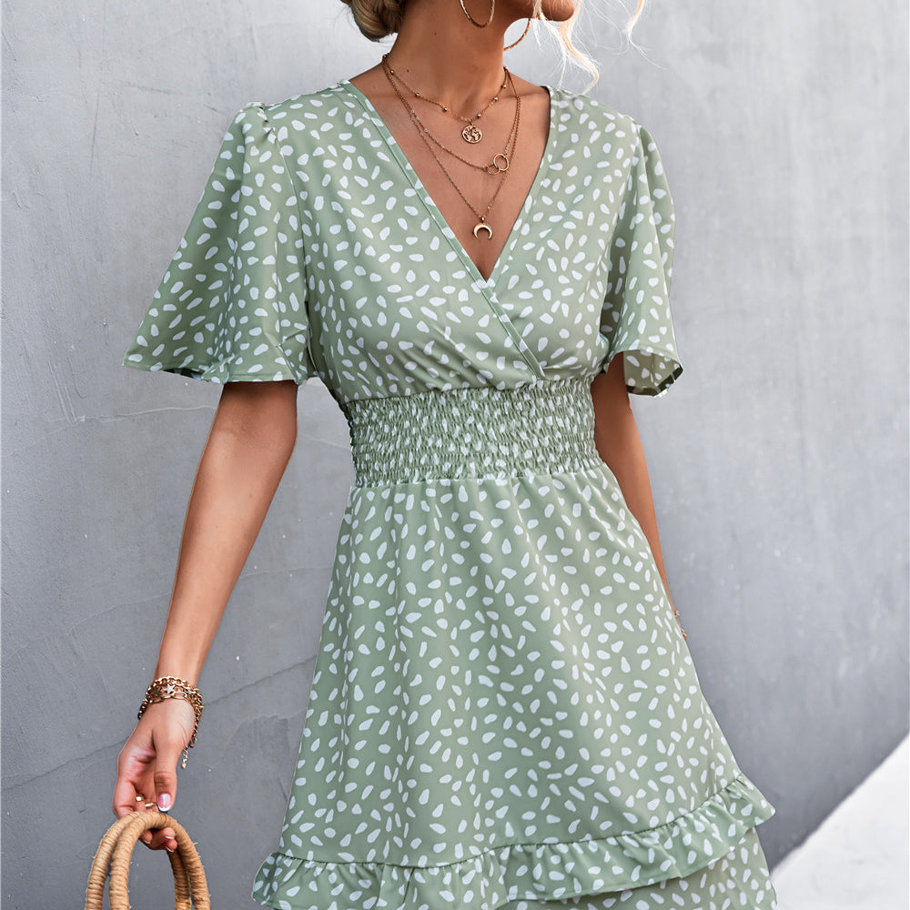
                      
                        Printed Smocked Waist Layered Dress
                      
                    