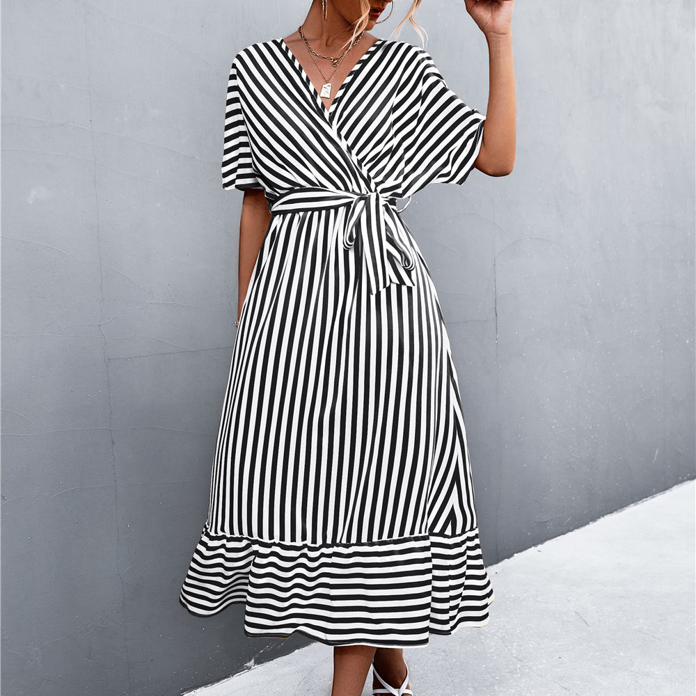 
                      
                        Striped Tie Belt Midi Dress
                      
                    